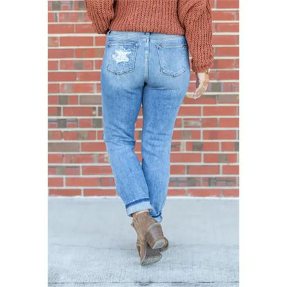 Jeans Femme Pantalon Long Denim Trou Crayon