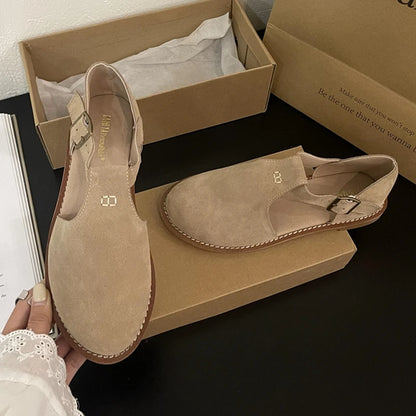 Chaussures Plates Femme En Cuir Véritable Givré