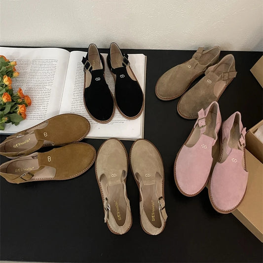 Chaussures Plates Femme En Cuir Véritable Givré