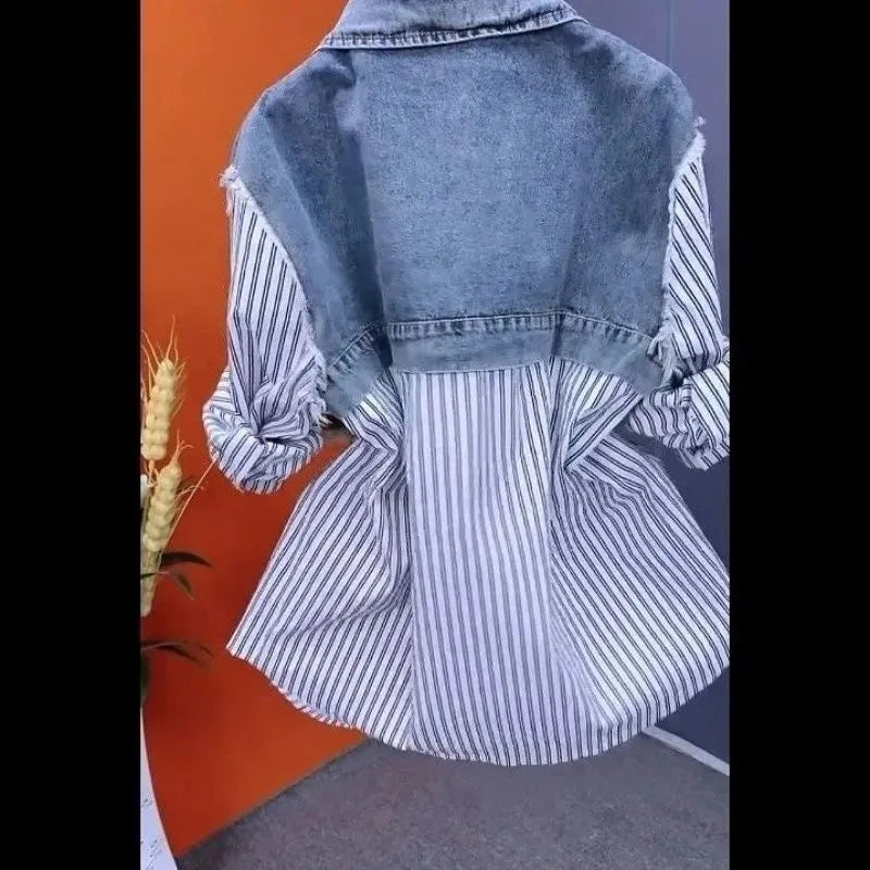 Veste en jean à épissure pour femme