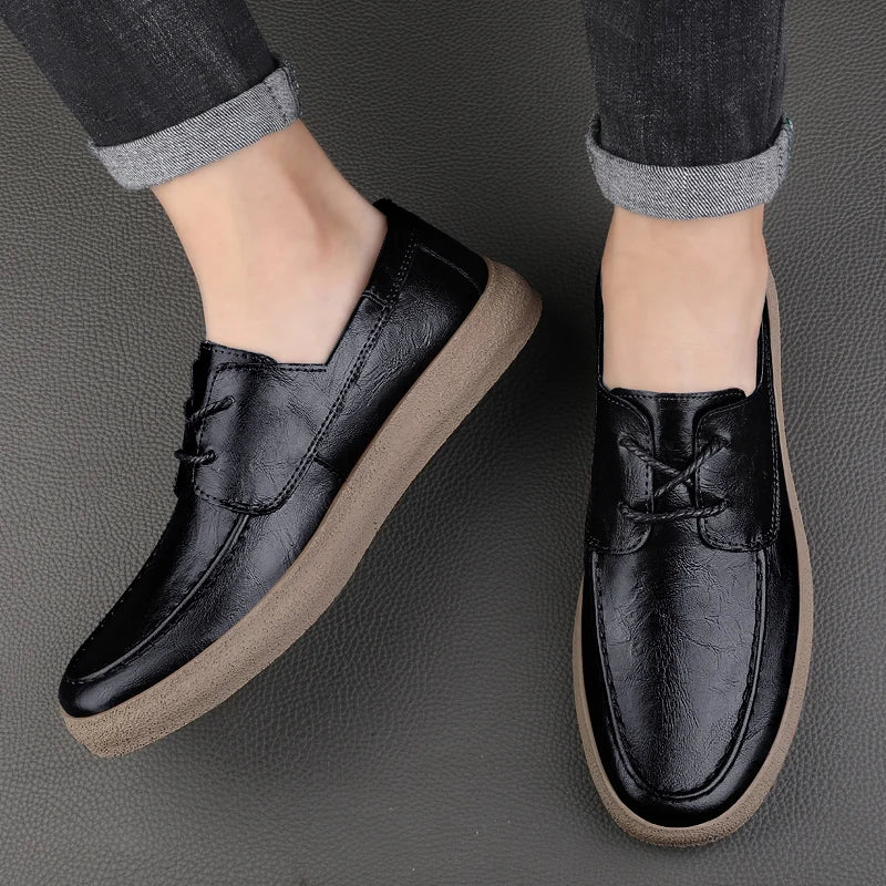Chaussures décontractées pour hommes en cuir véritable