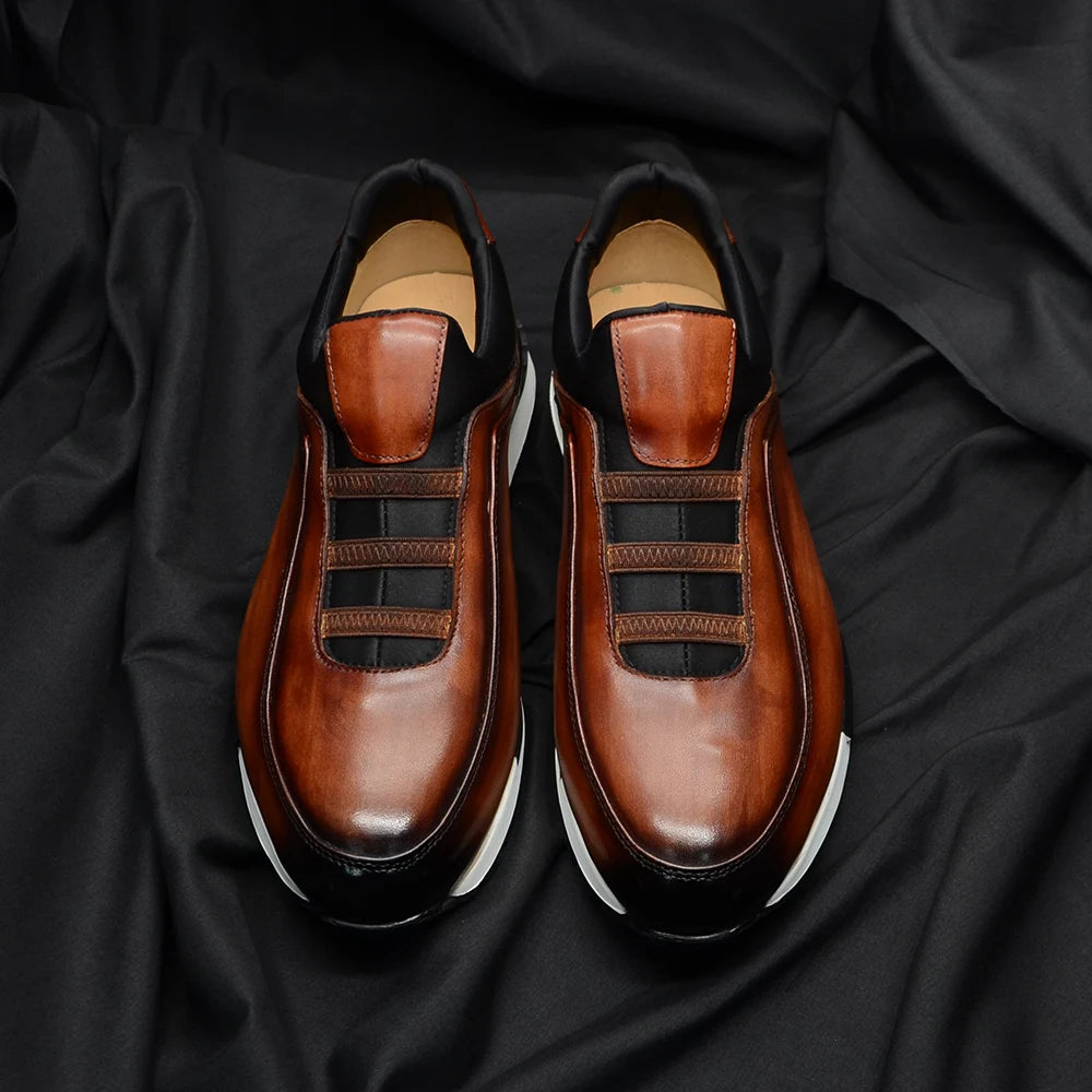 Baskets classiques décontractées en cuir de vache véritable pour homme