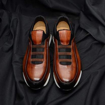 Baskets classiques décontractées en cuir de vache véritable pour homme