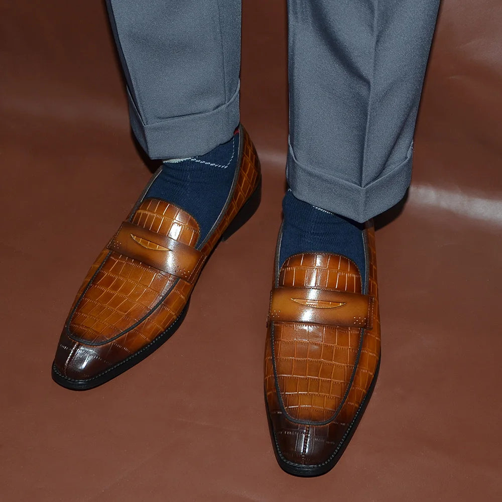 Mocassins classiques pour hommes, en cuir véritable de vache