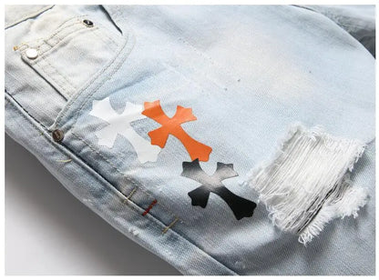 Short en jean bleu clair pour homme