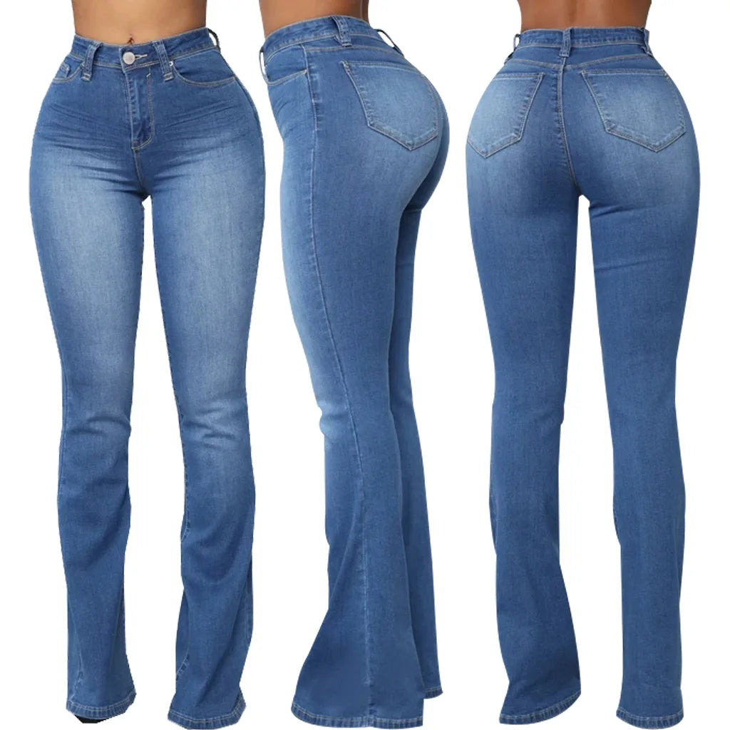 Jeans pantalon pour femmes, évasés et longs