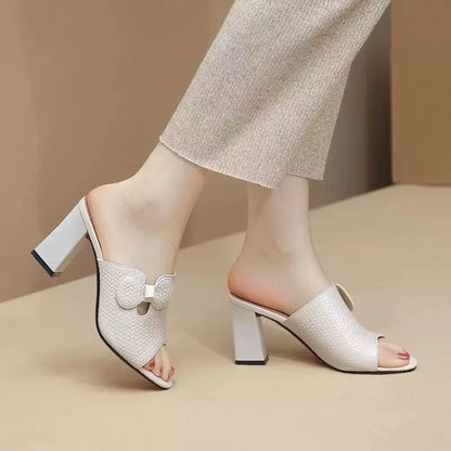 2024 Summer Fashion Open Toe Sandals Women's Square High Heel Slippers Sexy Peep Toe Female Elegant Ladies Shoes Sandalias Mujer