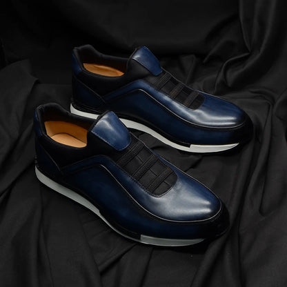 Baskets classiques décontractées en cuir de vache véritable pour homme