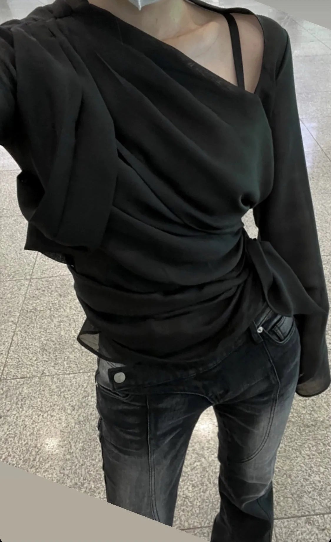 Jean taille basse vintage effet vieilli