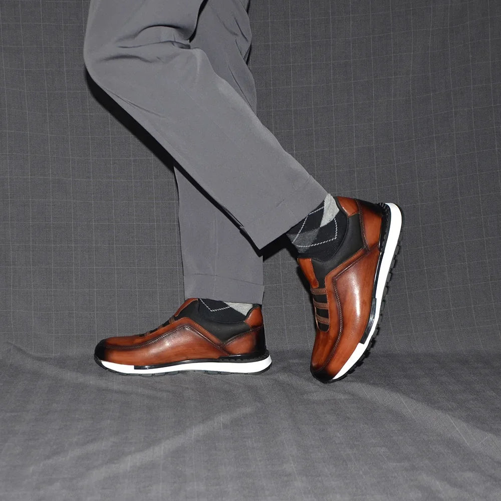 Baskets classiques décontractées en cuir de vache véritable pour homme