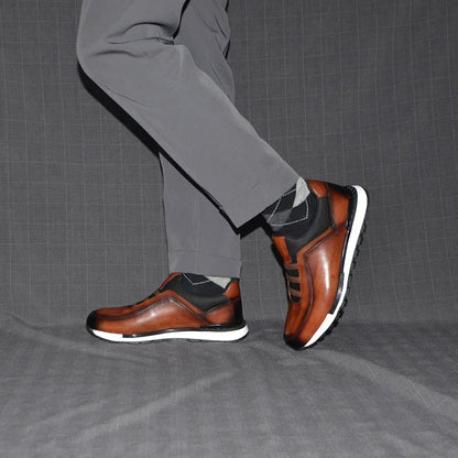 Baskets classiques décontractées en cuir de vache véritable pour homme