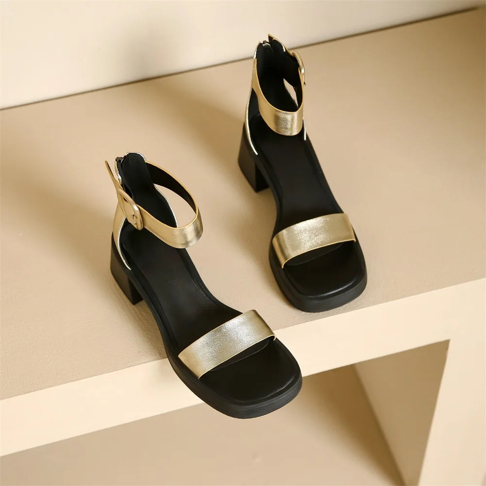 Sandales en cuir de vache véritable pour femmes