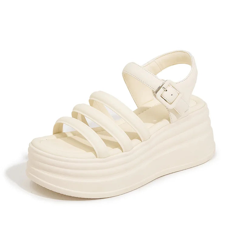 High Quality Women Retro Platform Sandals Summer Open Toe Slippers Sandalias Mujer Ladies Lightweight Open Toe Beach Shoes 7.5CM