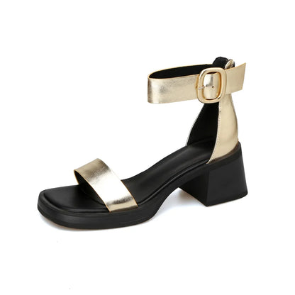 Sandales en cuir de vache véritable pour femmes