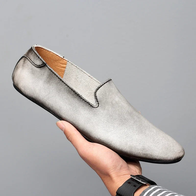 Chaussures plates en cuir pour hommes