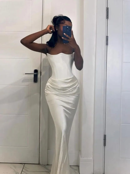 Robe bustier rose en arête de poisson, sexy, slim