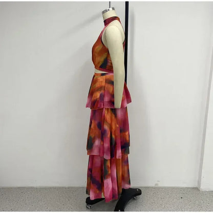 Robe dos nu sexy imprimée pour femmes élégante