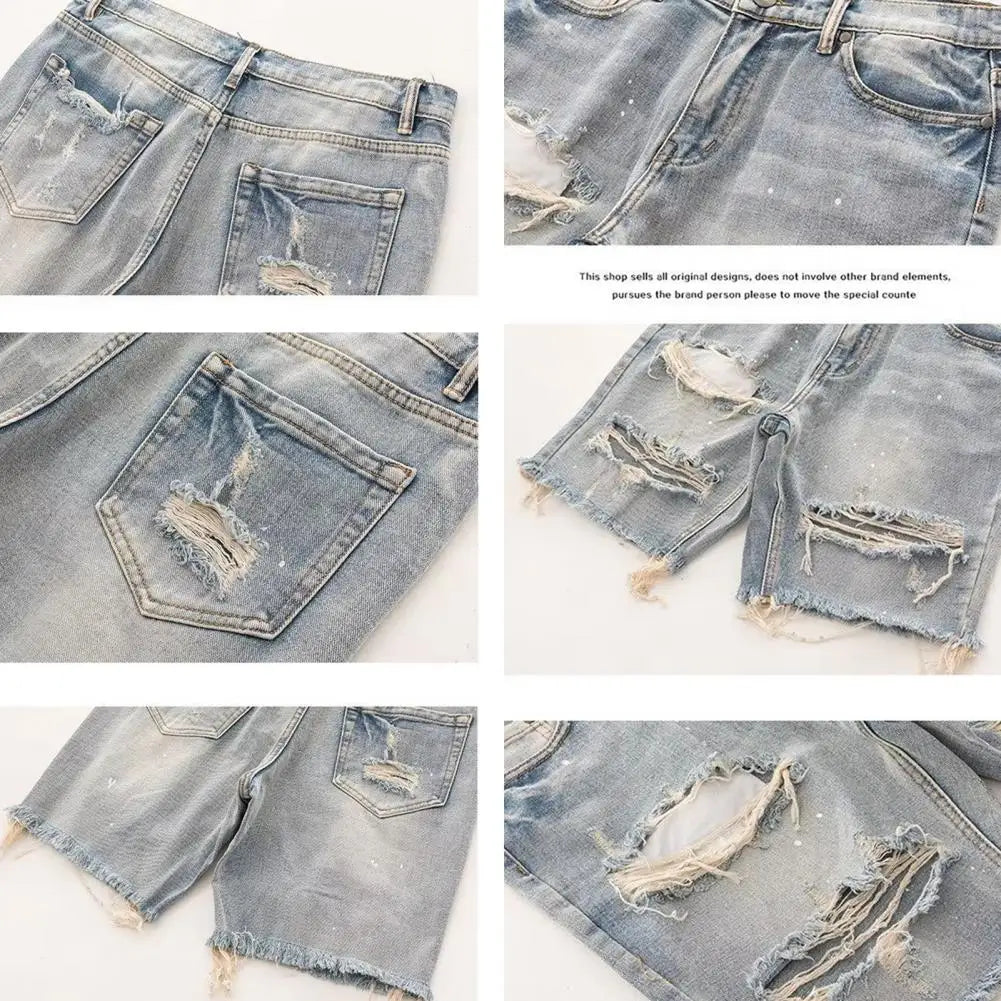Short en jean déchiré pour homme