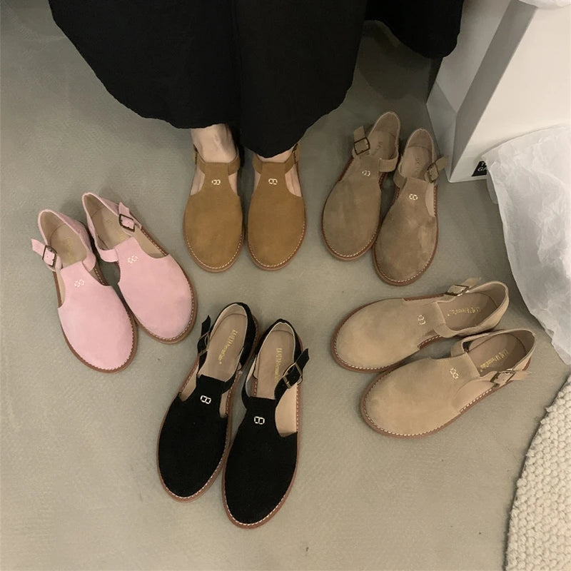 Chaussures Plates Femme En Cuir Véritable Givré