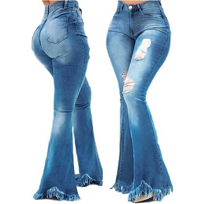 Jeans pour femmes, pantalons longs évasés