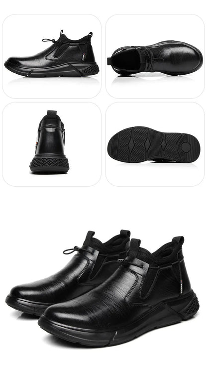 Chaussures de sécurité imperméables en cuir noir pour hommes