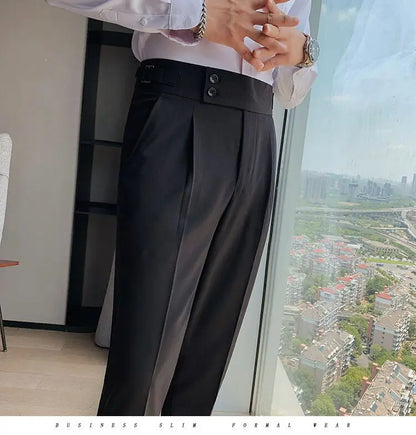Pantalon de costume élégant et slim pour homme, de haute qualité