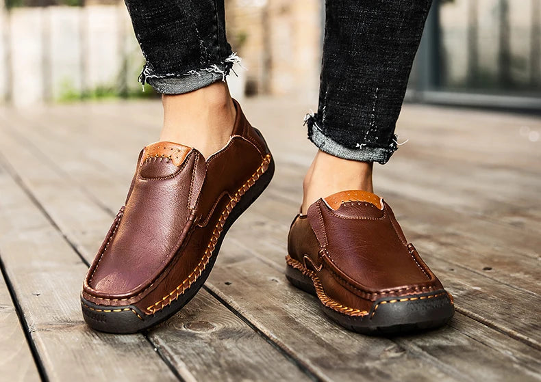 Chaussures décontractées en cuir véritable pour hommes