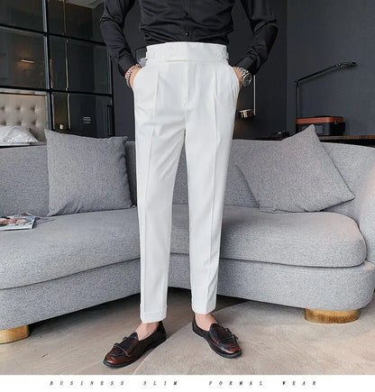 Pantalon de costume élégant et slim pour homme, de haute qualité