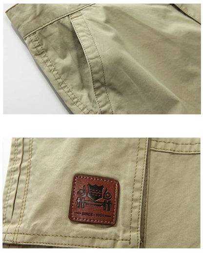 Khaki Cargo Pants Men Cotton Militar Safari Green Multi-pockets Baggy Denim Men Casual Pants Trousers Overalls Joggers  Autumn