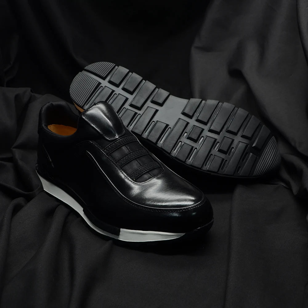 Baskets classiques décontractées en cuir de vache véritable pour homme