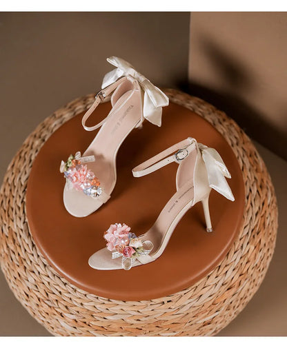 Escarpins à bout ouvert en satin pour femmes