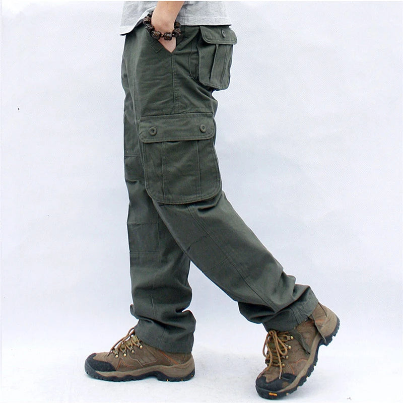 Men's Cargo Pants Casual Cotton Multi Pockets Military Tactical Pants Overalls Army Straight Slacks Long Trousers Plus Size 44
