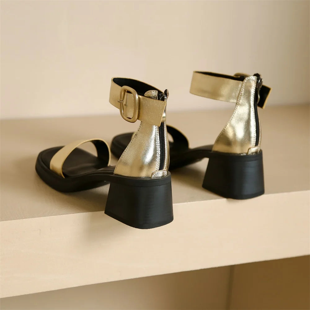 Sandales en cuir de vache véritable pour femmes