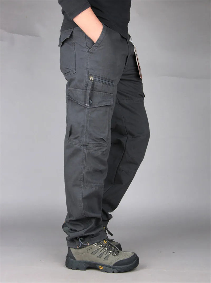 Men's Cotton Cargo Pants Spring Autumn Casual Multi Pockets Long Trousers For Men Straight Slacks Tactical Pants Man Clothing
