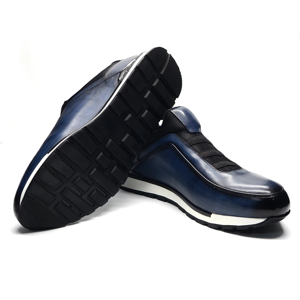 Baskets classiques décontractées en cuir de vache véritable pour homme