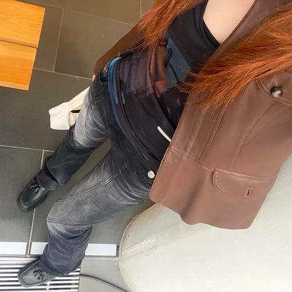 Jean taille basse vintage effet vieilli