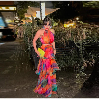 Robe dos nu sexy imprimée pour femmes élégante