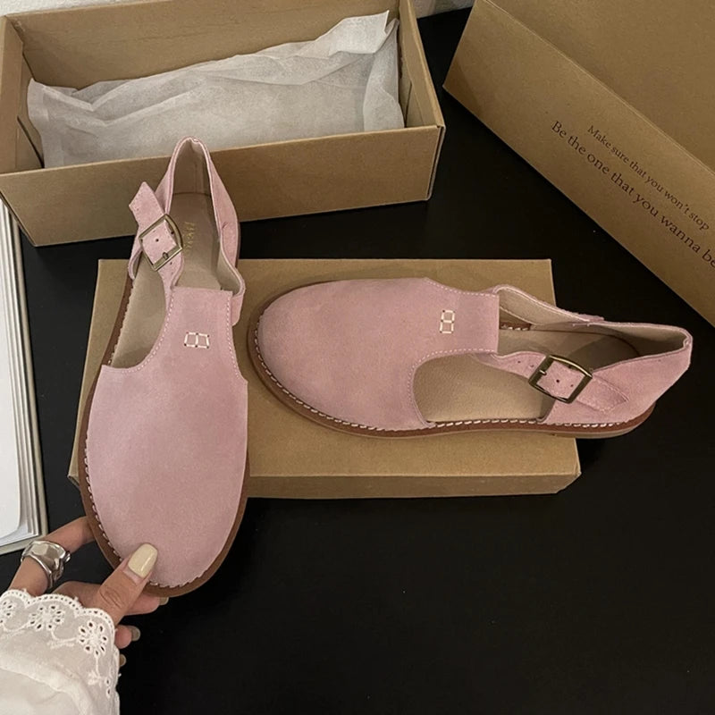 Chaussures Plates Femme En Cuir Véritable Givré