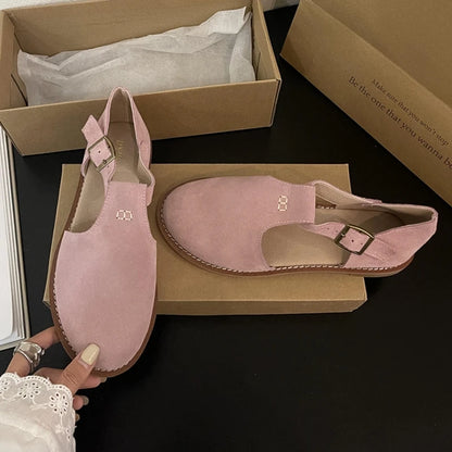 Chaussures Plates Femme En Cuir Véritable Givré