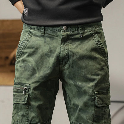 Side Pockets Zipper Mens Jogger Camouflage Multi Pocket Work Cargo Pants Black Green  Jogginghosen Denim Trousers Male Safari