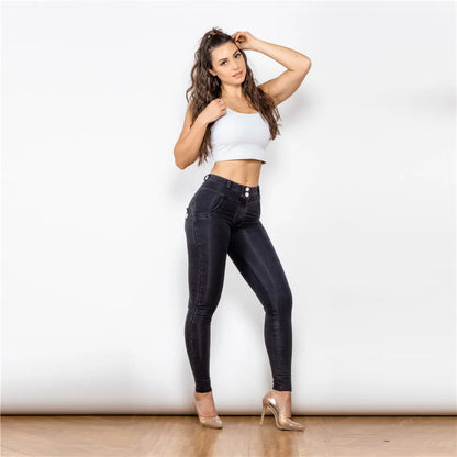 Melody Stretch Boyfriendjeans Straight Leg Jeans Damen Denim Skinny Schwarze Hose Hip Capris Bleistift-Jeggings Femme Push Up